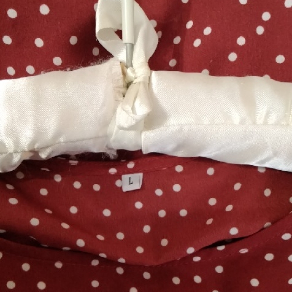 Red Dot Tie-Waist Long Sleeve Dress - Picture 2 of 3